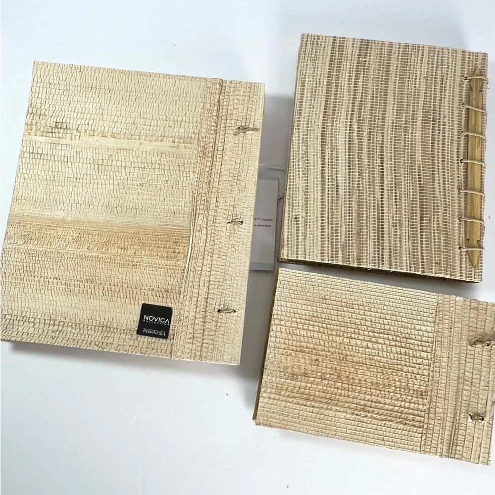 NWT Handcrafted Journals handmade papers textured covers blank inside‎ set of 3
